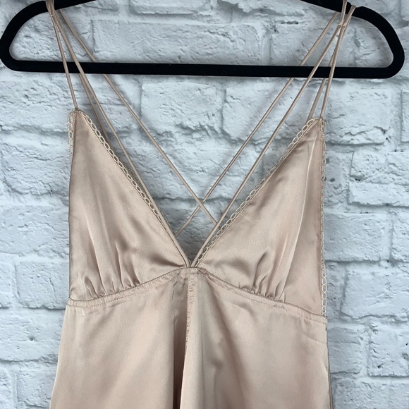 Solaris Style Taupe Satin Teddy Lingerie Romper - Picture 3 of 8